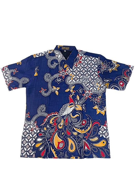 Navy Majestic Fiery Peacock - Short Sleeve