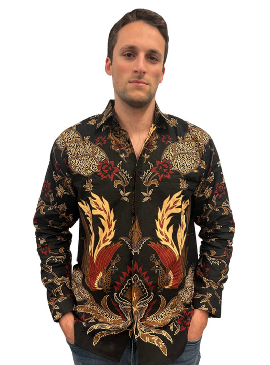 Twin Roosters and Rose Batik - Long Sleeve Batik